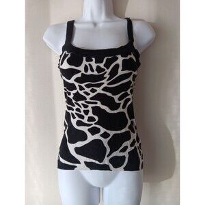 Cyrus Sweater Knit Tank Top Size Small Black & white animal print